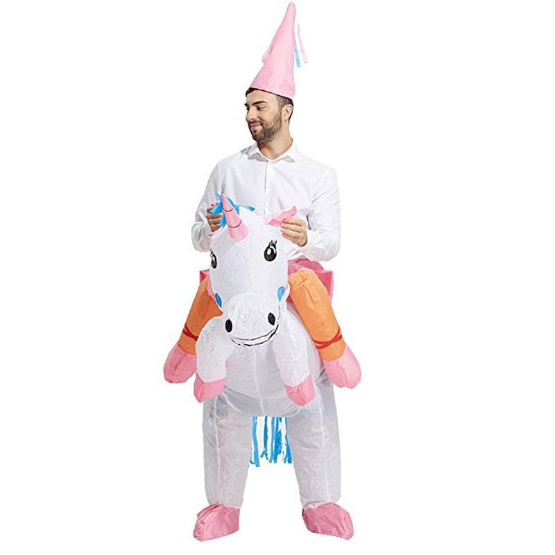 Adult Kids Funny Unicorn Inflatable Costume Suits Dress Mascot Halloween Party Cosplay Costumes for Man Woman Boys Girls