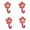 4pcs Easy Install ABS Wall Mounted Hook No Drill Blessing Words Door Hook Chinese Style Red Spring Festival Hook Wedding