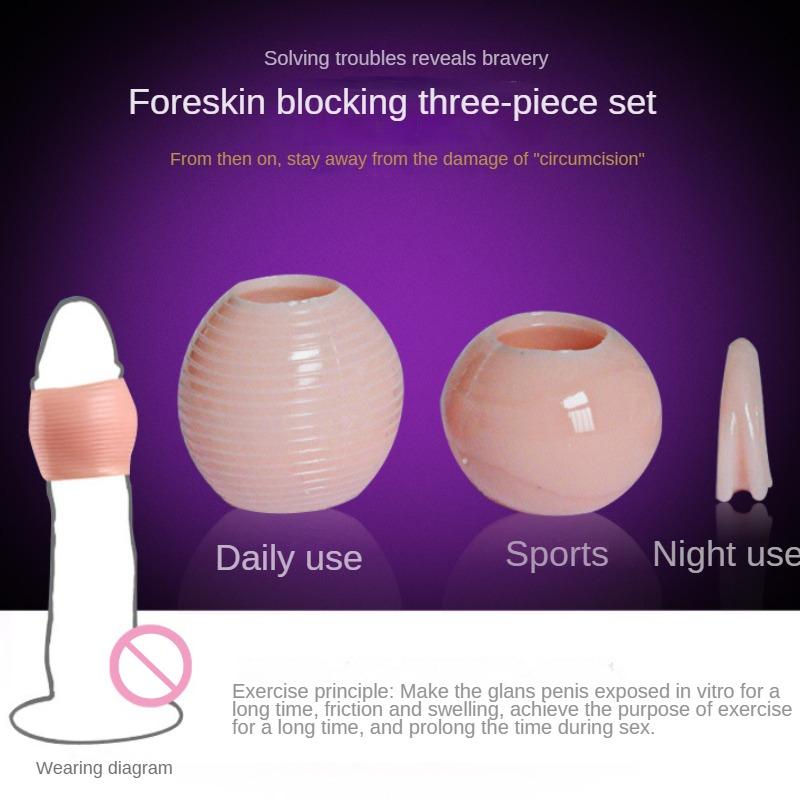3PCS Multifunction Foreskin Correction Penis Rings Delay Ejaculation Male Chastity Device Screw Shape Cock Ring Sex Toys For Men