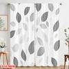 2pcs,2D Plane Printing Creative Curtains Monochrome Leaves Polyester Easy Install (without Rod) Art Deco Festive Perfect for