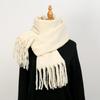 Autumn and Winter New Women's Shawl Long Tassel Beard Grass Green Thickened Solid Color Milk Fleece Scarf Scarf Women