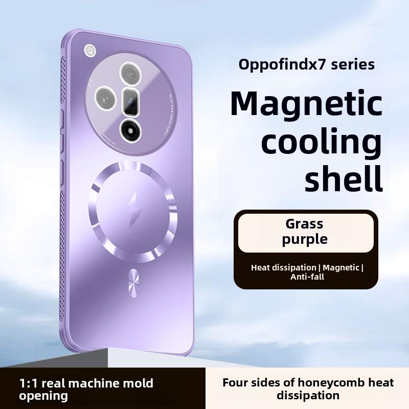 

Магнитный чехол для телефона для OPPO FindX 8Pro, Беспроводная зарядка, Рассеивание тепла, Защита от падений, Новый OPPO Findx7Ultra фиолетовый