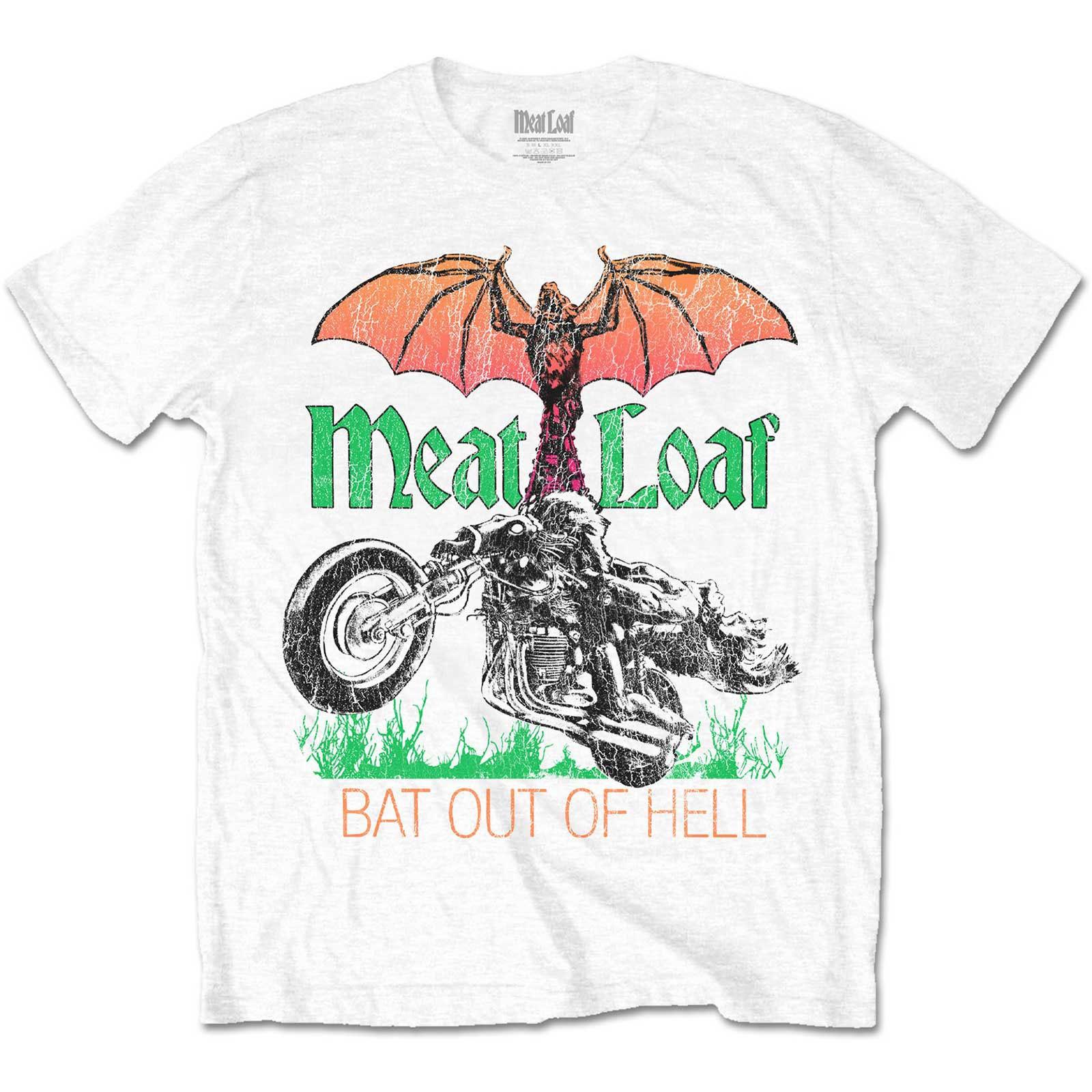 Men s Meatloaf Bat Out Of Hell T-shirt Large White XL