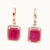 Purple Gold-Plated Rose Gold Square Redstone Earrings, Fashionable And Exquisite Trendy Personalized Colored Gold Earrings.