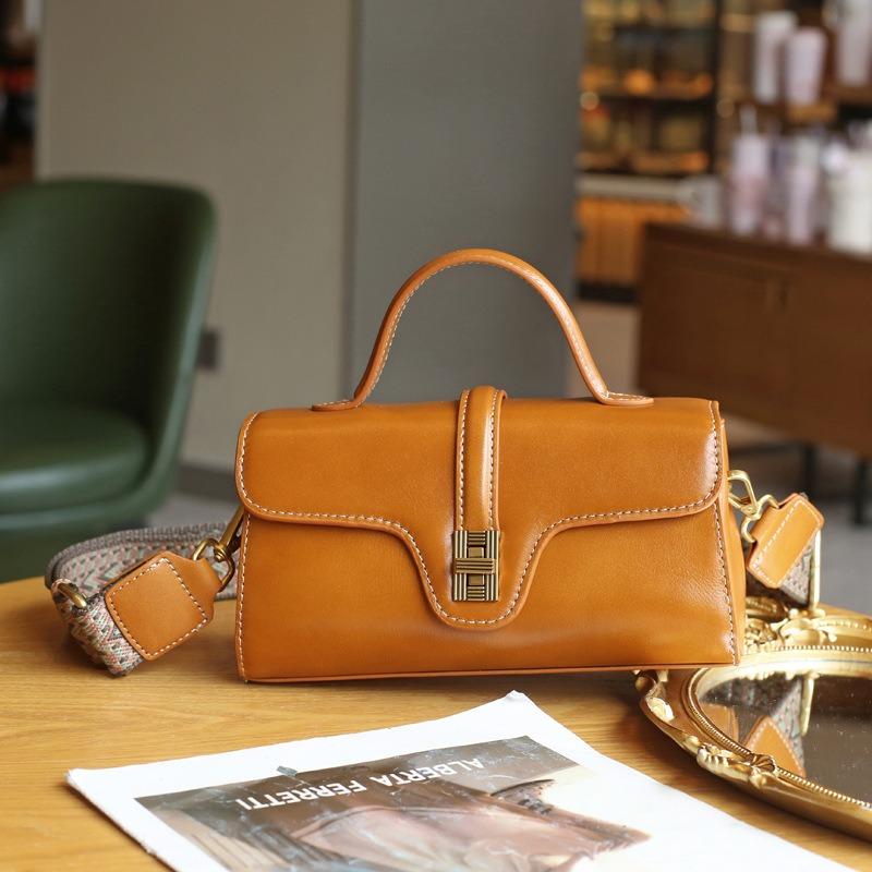 Genuine Leather Handbag Women's Niche Original Premium Sense Women's Bag Light Luxury Retro Hand Crossbody Bag