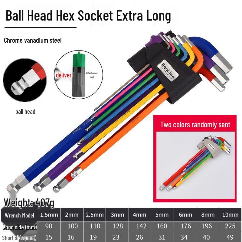 Colored Hex Key Set with Multifunctional 6-Point Screwdriver