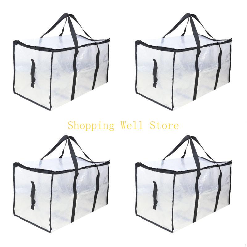 

KX4B Set of 4 Foldable Large Clear Moving Bags with Handles Multipurpose Secure Zippers Organizers Relocation Supplies China Mainland