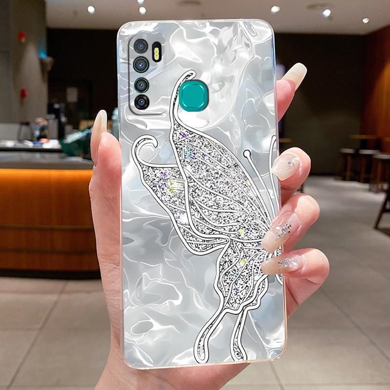 For Infinix Hot 9 Hot9 Pro 9 Play Hot 8 Cases Elegant Flower Butterfly Bow Phone Cover Soft Silicone Transparent TPU Jelly Case