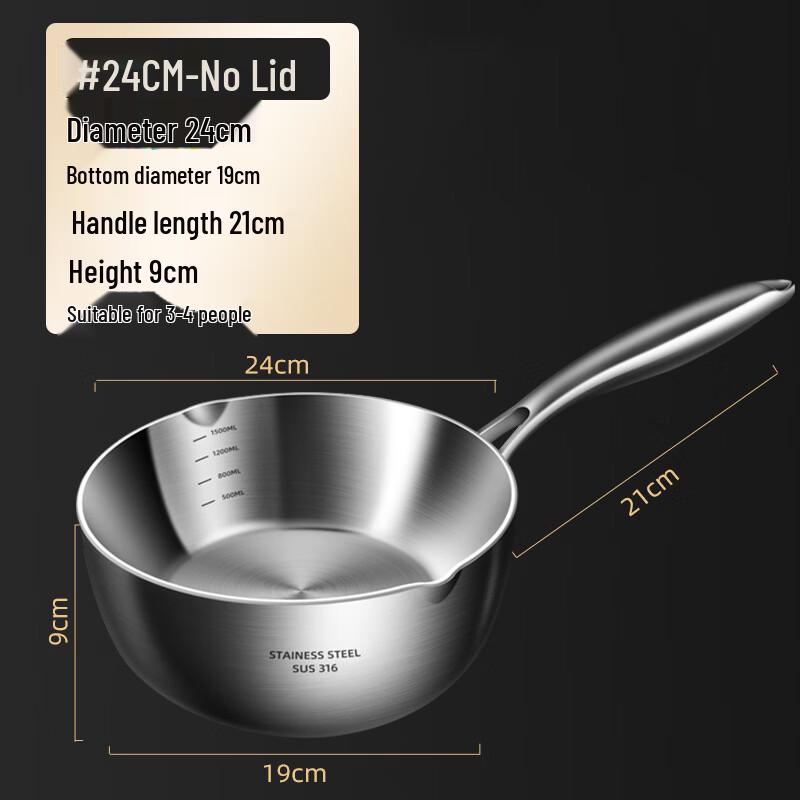 Zhi Shi Japanese Yukihira Pot, 316 Stainless Steel