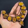 Tiger's Eye Copper Electroformed Necklace with Adjustable Chain, Handmade Gemstone Jewelry Necklace For Memorial Day