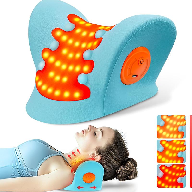 Sleep Pillow Cervical Traction Device Red Light Hot Compress Neck Shoulder Massage Cushion Relax Neck Muscles