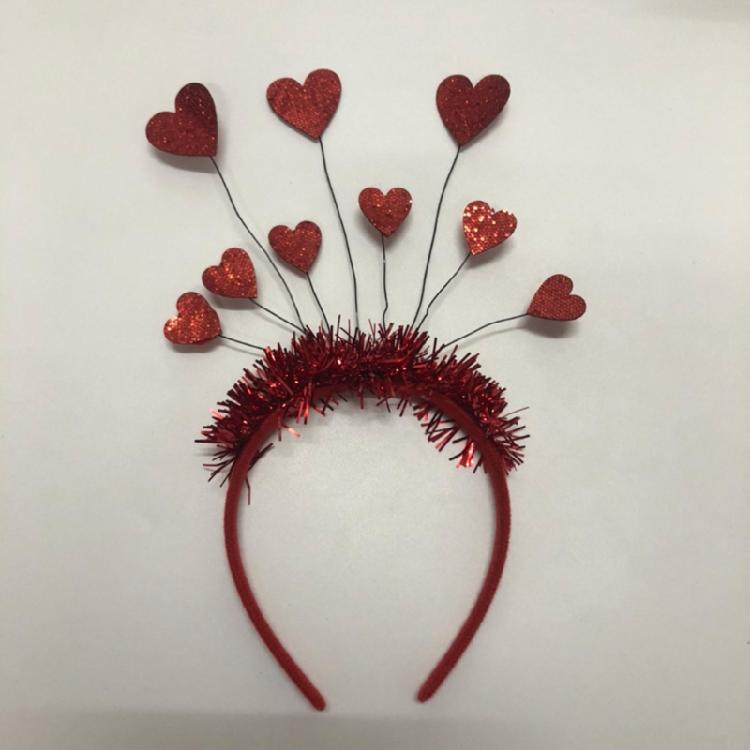 Valentines Day Glitter Tinsel Hair Hoop Red Sequin Heart Headband Party Hairband