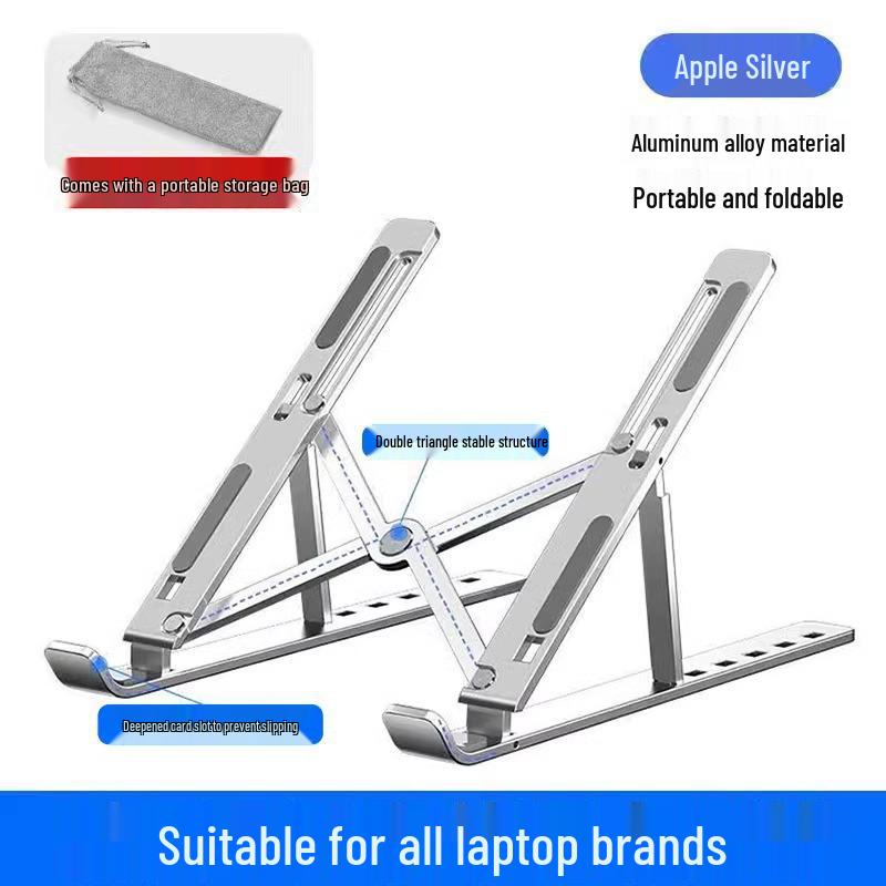 Aluminum Alloy Folding Laptop Cooling & Storage Stand, Portable & Adjustable