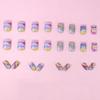 Multi-Color Abstract Striped Square Nails – European & American Style Hand-Painted Fake Nails