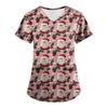 Plus SizePrinted Scrub Working Uniform Tops For Women's Cross V-Neck Print Short Sleeve Fun T-Shirts Workwear Tee With Pockets