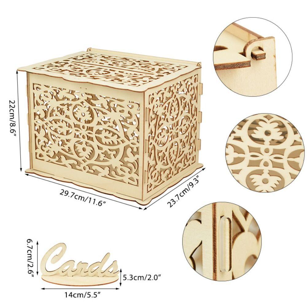 With Pattern Invitation Gift For Wedding Card Party Supplies Card Box Wedding Decoration Wooden Box