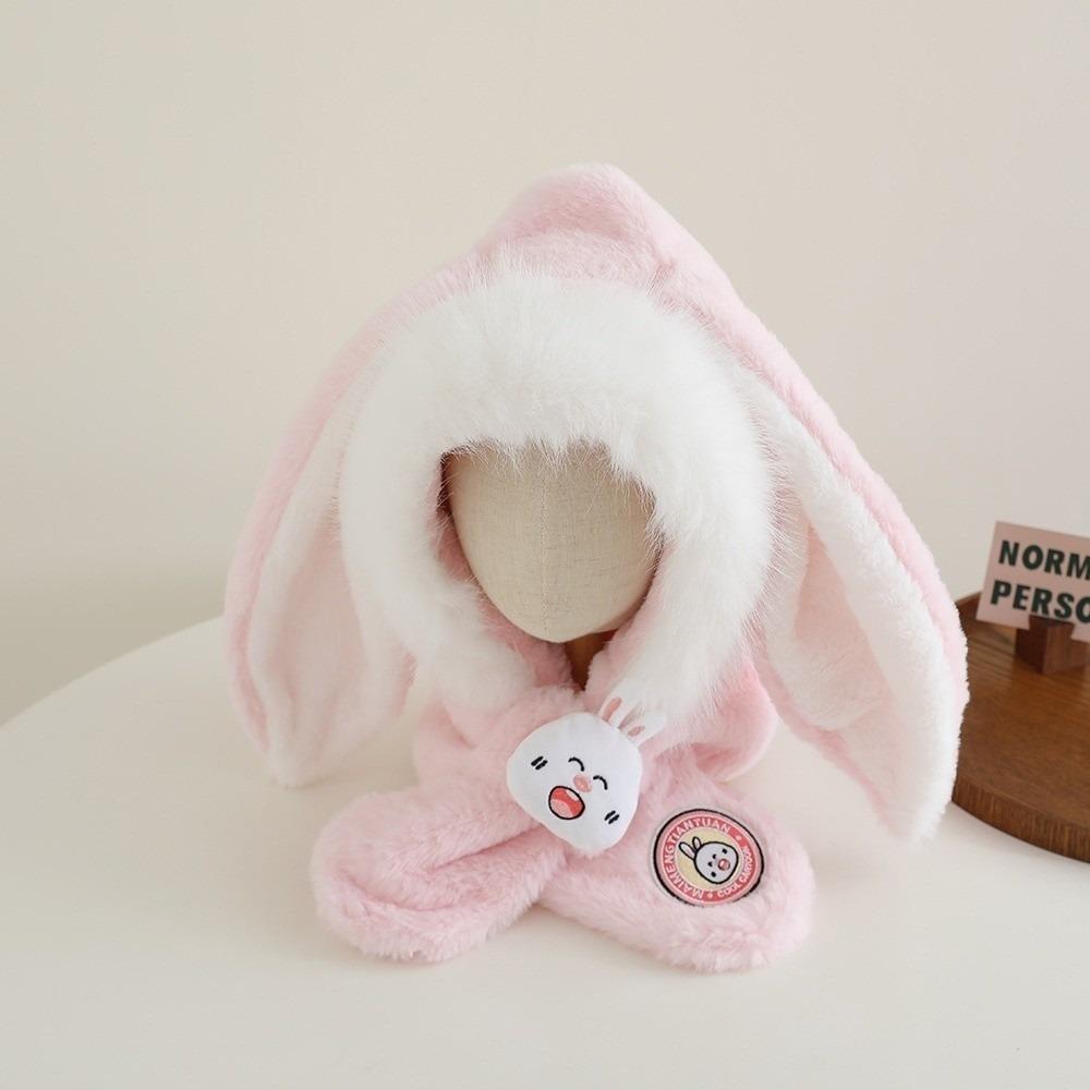 Plush Integrated Hat Scarf Set Windproof Neck Warmer New Ear Protection Hat Kids