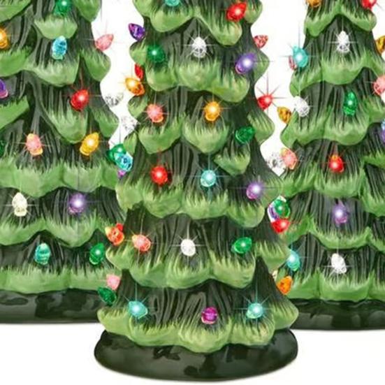 Mini Christmas Tree Figurine with Colorful LED Light Xmas Tree
