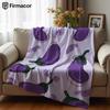 Eggplant Doodle Cartoon Anime Print Flannel Blanket Soft Warm Throw for Kids Bedroom Sofa Bed Christmas Office Car