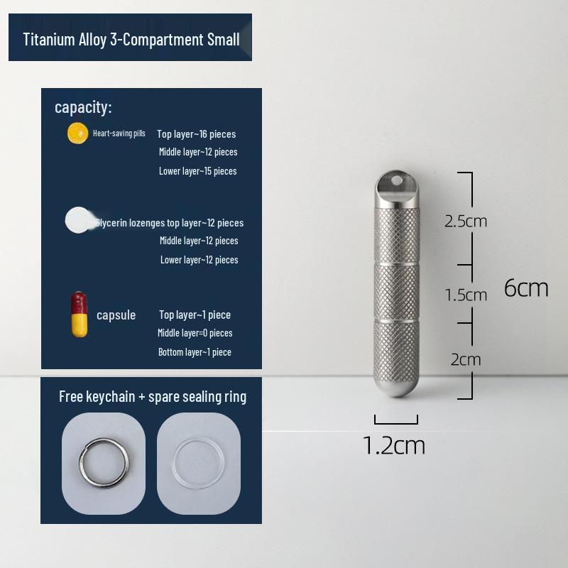 Compact Titanium Non-slip Pill Box - Multi-compartment, Waterproof, Moisture-proof, Perfect for On-the-go Storage