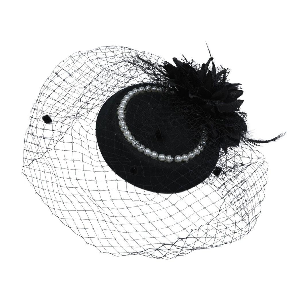 Elegante Acessório de Cabeça de Noiva Véu de Casamento Chapéu Estilo Francês Exquisito Acessório de Cabeça de Noiva Tiaras