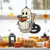 Halloween Cute Ghost Suncatcher Stained Glass Style Acrylic Window Hanging Ghost Light Catcher for Window Wall Decor