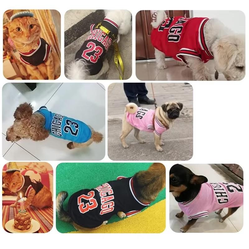 Mesh Atmungsaktive Hundekleidung Schnauzer Teddy Sport Große Hundetrikot Basketballkleidung Welpen-T-Shirts Sommer-Haustier-Katzen-Shirts