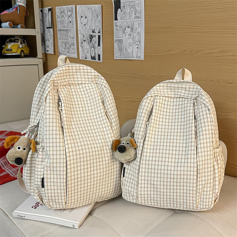 Plaid Women's College Style Backpack Large Capacity Junior Senior High School Student Schoolbag
