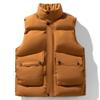 Mens Cotton Puffer Vest Winter Warmth Casual Sleeveless Jacket Solid Color Loose Fit Daily Wear