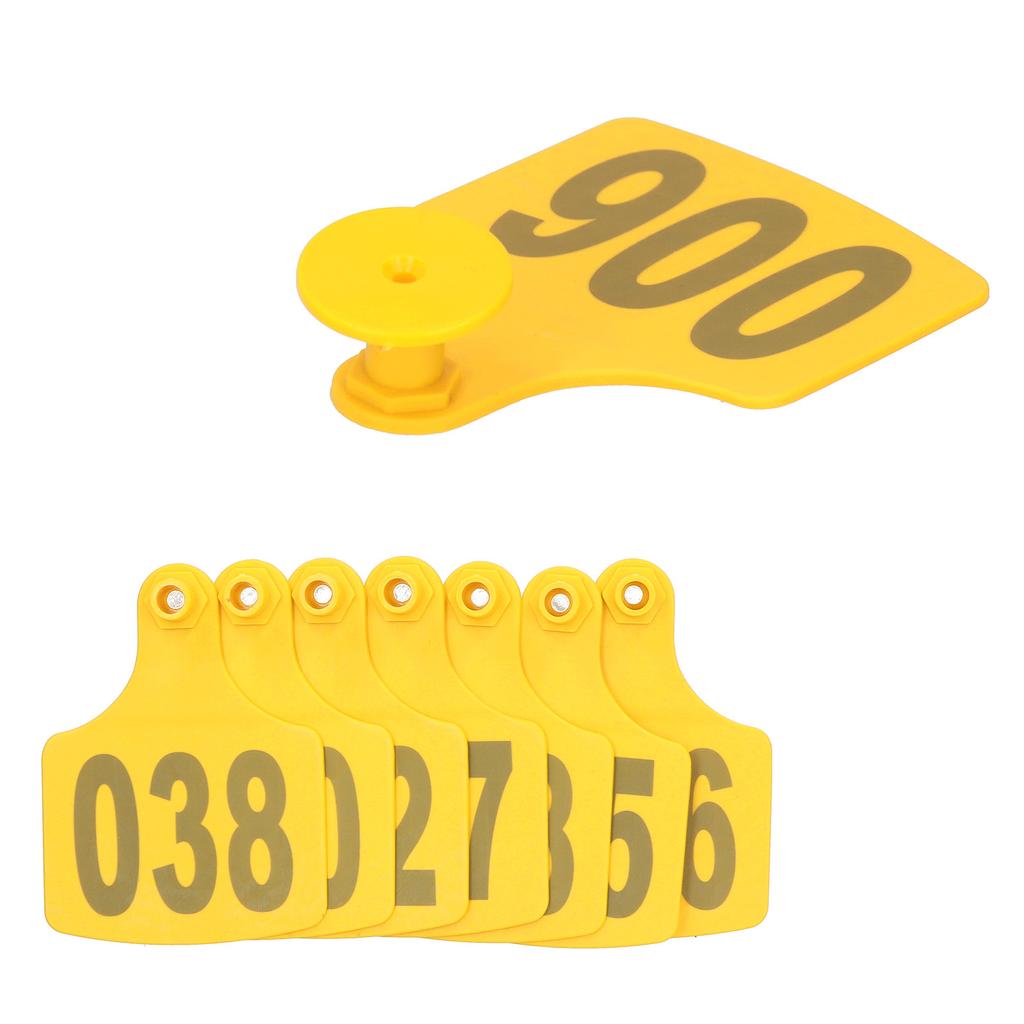 100PCS Cow Cattle Ear Tag Signs with Numbers Farm Animal Identification Card SuppliesYellow