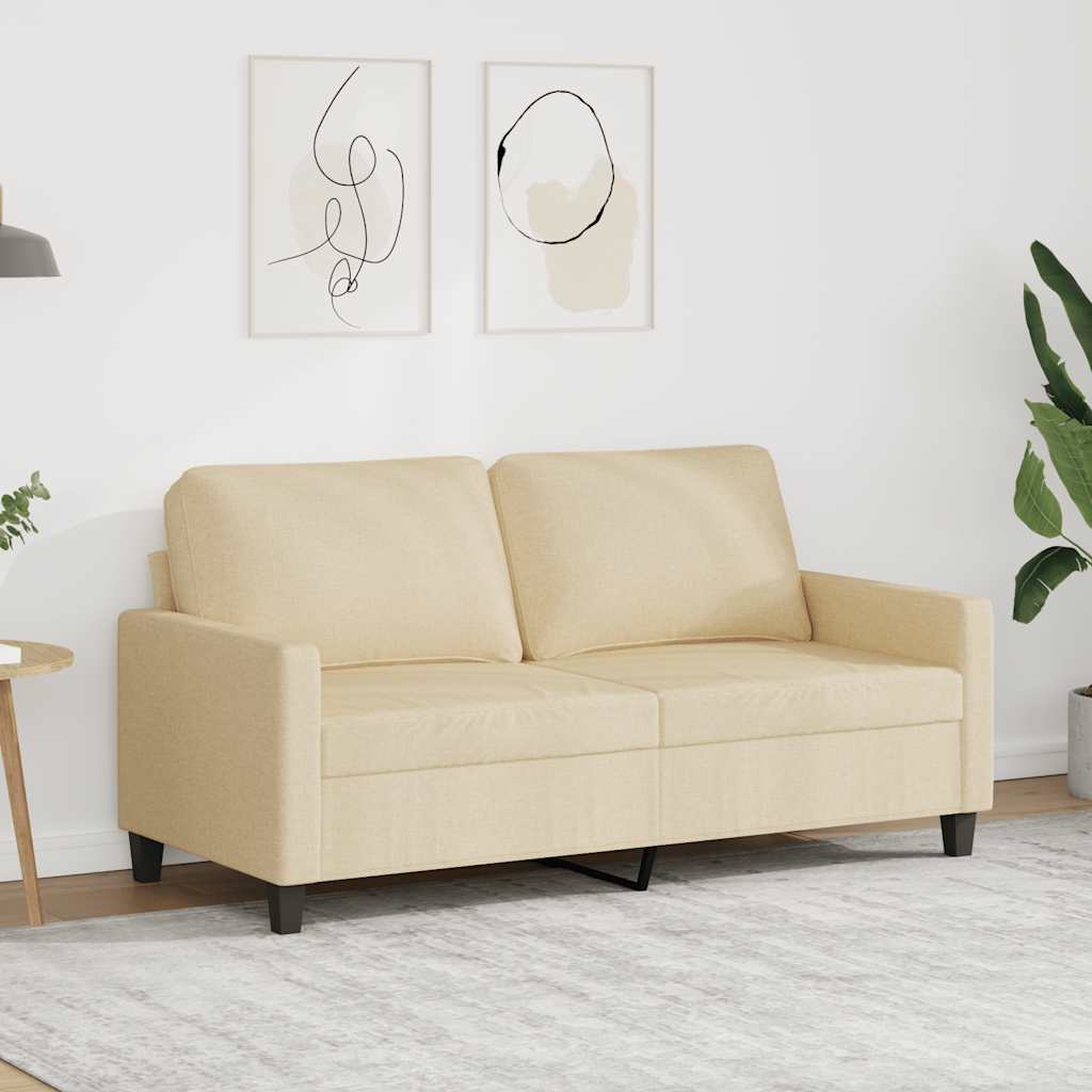 2 Seater Sofa Cream 140 Cm Fabric
