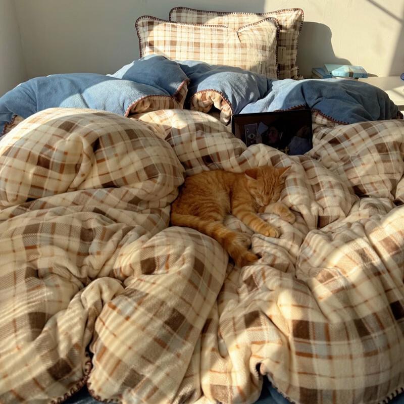 OEING Double-Sided Velvet Duvet Cover & Sheet Set