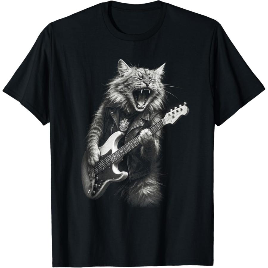 ObRenKi Vintage Rock Cat Playing Guitar - Funny Guitar Cat Men Women T-Shirt XXXXXL разноцветный