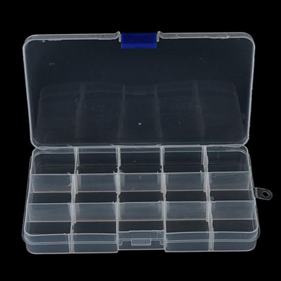 15 Slots Adjustable Plastic Fishing Lure Tackle Box Organizer Storage Case