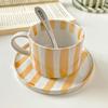 Ins Style Striped Ceramic Coffee Cup and Saucer Set
