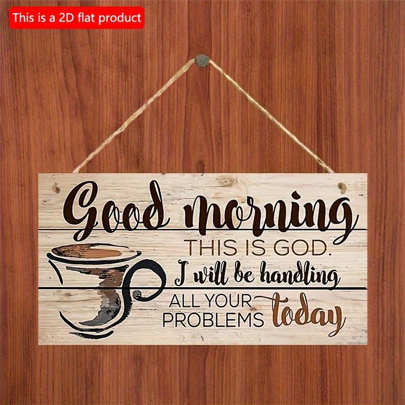 2d Flat 20*10cm, Coffee Shop Decoration, Good Morning, Family Coffee, Wooden Rectangular Creative Decorative Board, for Home, Kitchen, Cafe, Garden