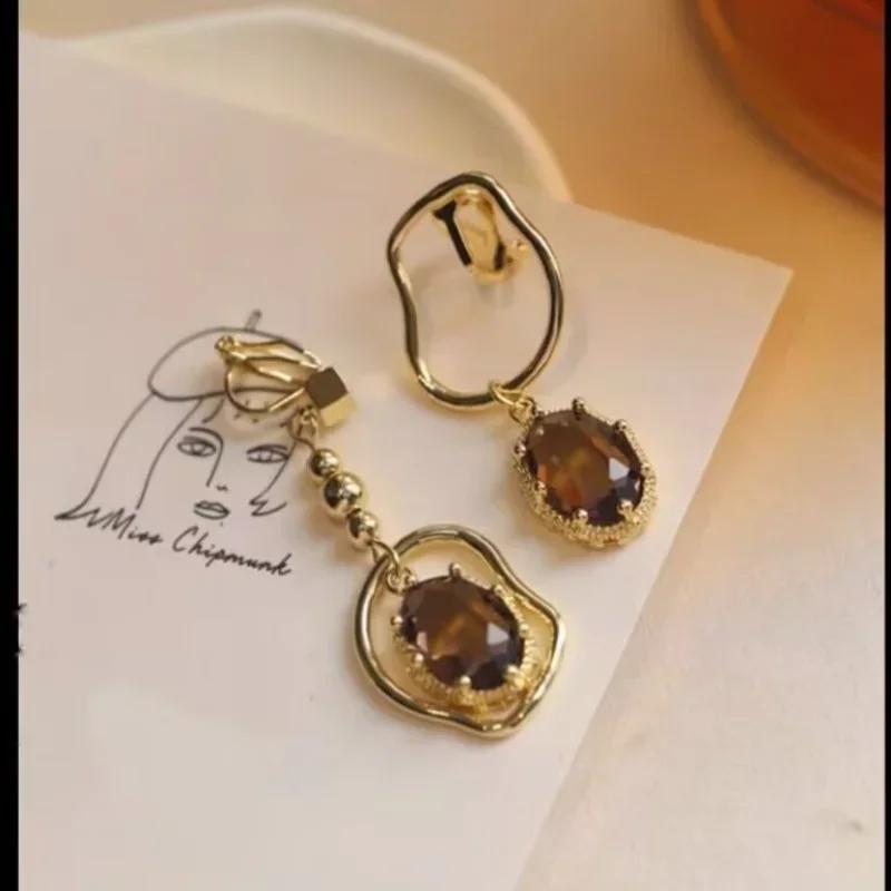 Temperament Fashion Gold Color Crystal Drop Dangle Earrings for Women Luxury Korea Stud Earring Bride Jewelry Accessories Gift