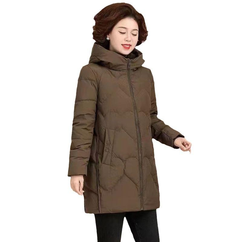 Down Padded Jacket, Mid-length, Plus Size, Women's Padded Jacket, Middle-aged and Elderly Women's Winter Coat, Padded Jacket