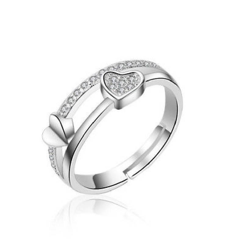 Adjustable Ring Opening Heartshaped Lady Couple Fashion Simple And Beautiful