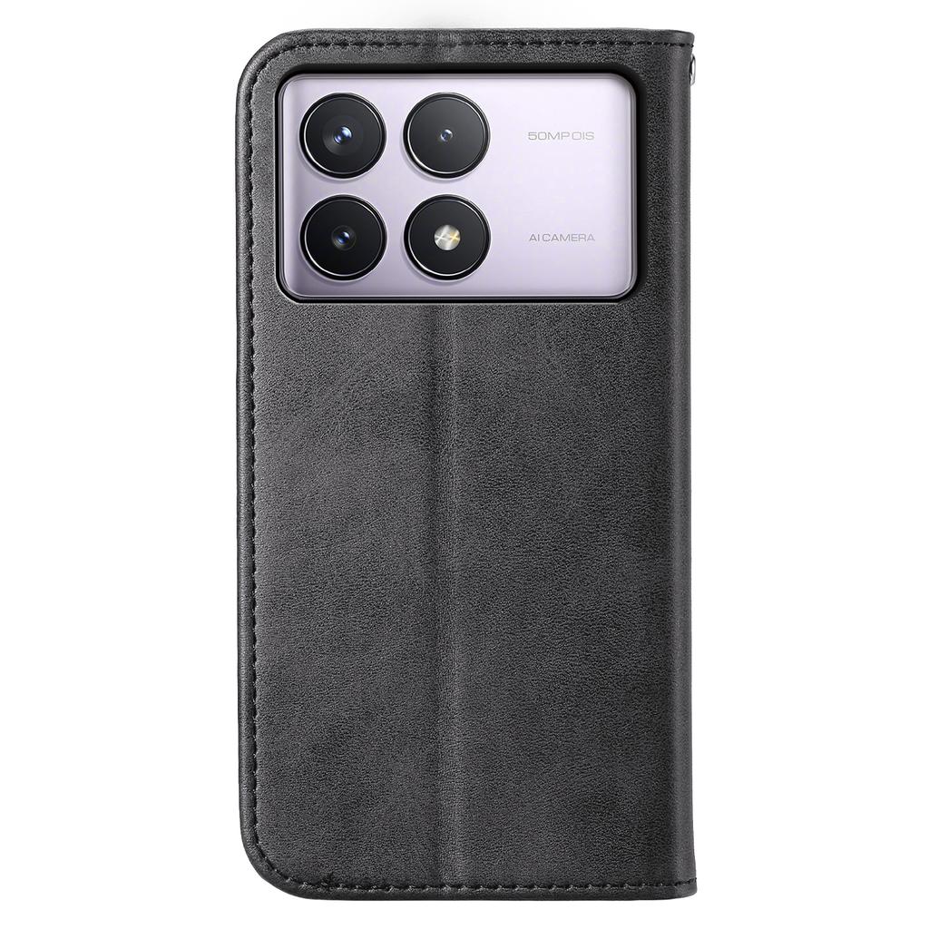 Für Xiaomi Poco F6 Pro 5G/Redmi K70 5G/K70 Pro 5G Brieftaschen-Handyhülle Kalbslederstruktur PU-Leder Klappabdeckung