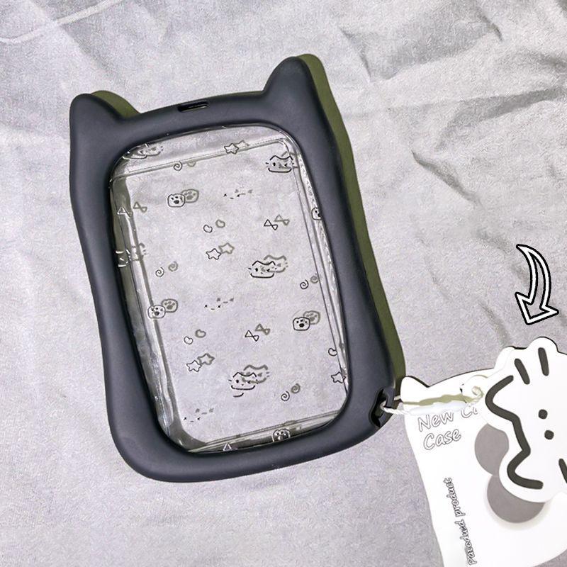 

Держатели для фотокарточек в виде кошачьих ушек, милая фоторамка, обложка для студенческой кампусной карты питания, подвеска-украшение для рюкзака, брелок, держатель для ID-карты A