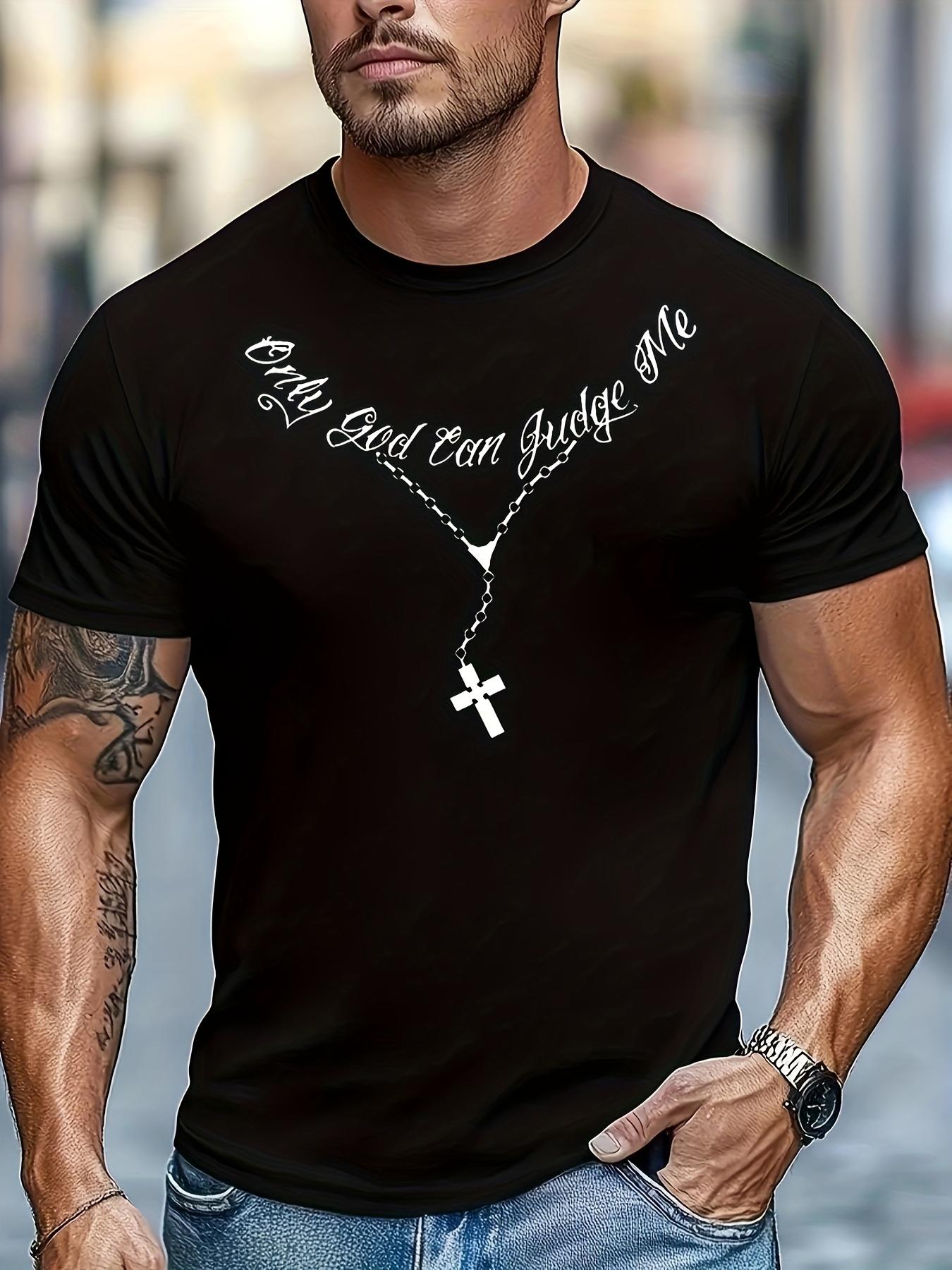 Black T-shirt with Inspirational Cross Design -  God Can Judge Me  Print XL