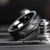 Fashio Männer Ringe Schwarz Titan Edelstahl Ringe Für Männer Frauen Ziegel Muster Finish Abgeschrägte Kante Ehering Party Schmuck