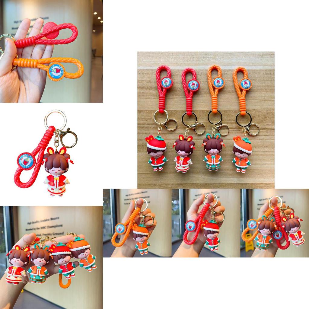 Adorable Cartoon Good Luck Rabbit Keychain Cute Silicone Key Ring New Year Gift