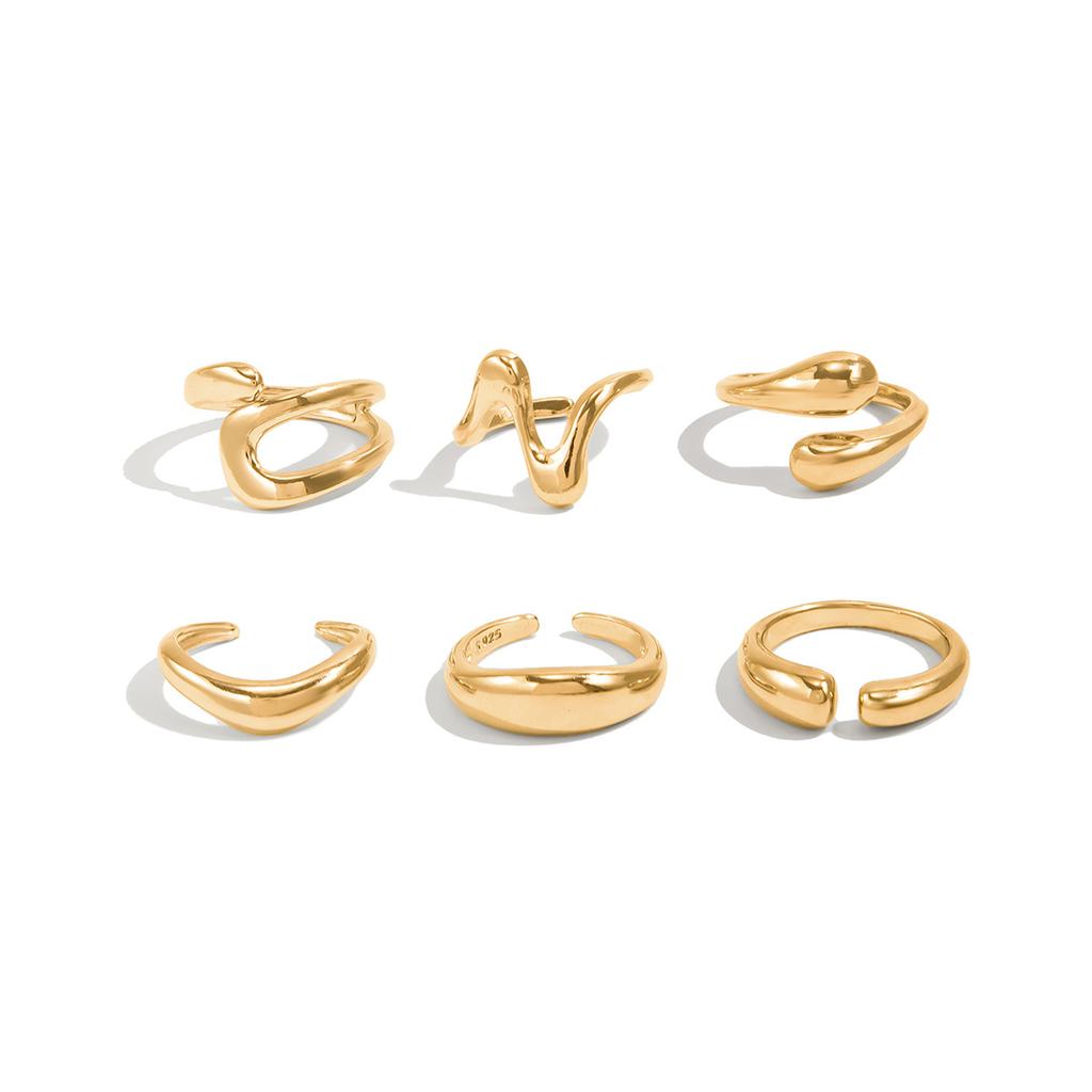 Irregular Liquid Lava Metal Wrinkled Open Ring Design Photosensitive Surface Joint Ring