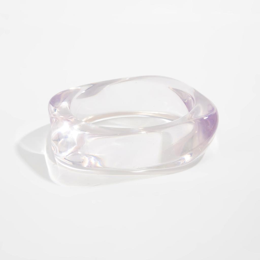 Salircon Punk Creative Geometric Clear Acrylic Resin Wide Bangle Women Vintage Trendy Silver Color Metal Bracelet Bangle Jewelry