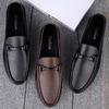 Fashion Fashion Metal Buckle Loafers High Quality Men Comfortable Dress Shoes Breathable Male Business Flats Office Casual Leather Shoes