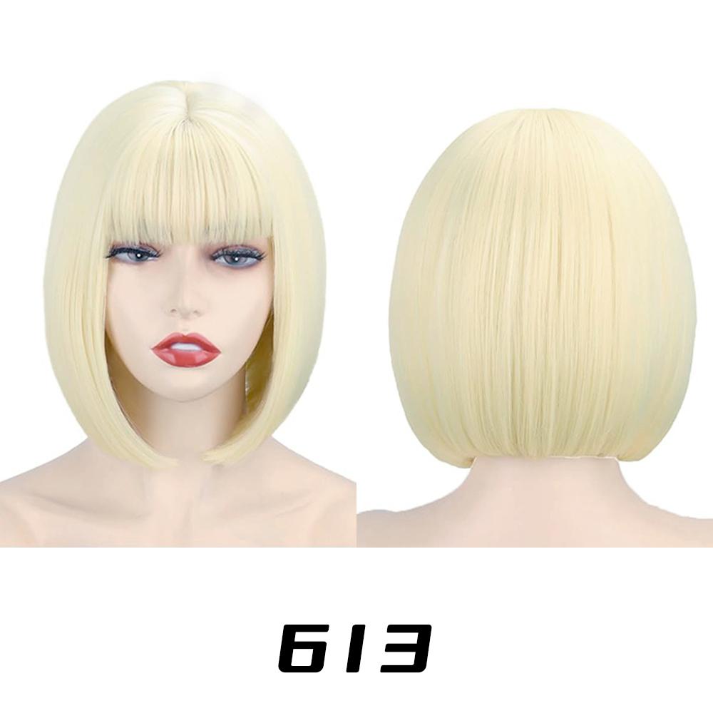 MISSQUEEN Synthetic Chic Bob Wig with Bangs Natural Straight Black Hair Elegant Shoulder-Length Cut Perfect For Women’s Fashion Accessories
