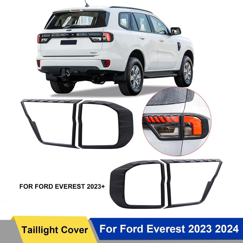2PCS/SET Matte Black Taillight Tail Lights Cover Rear Light Cover Protection For Ford Everest   2024 4X4 Car Accessories