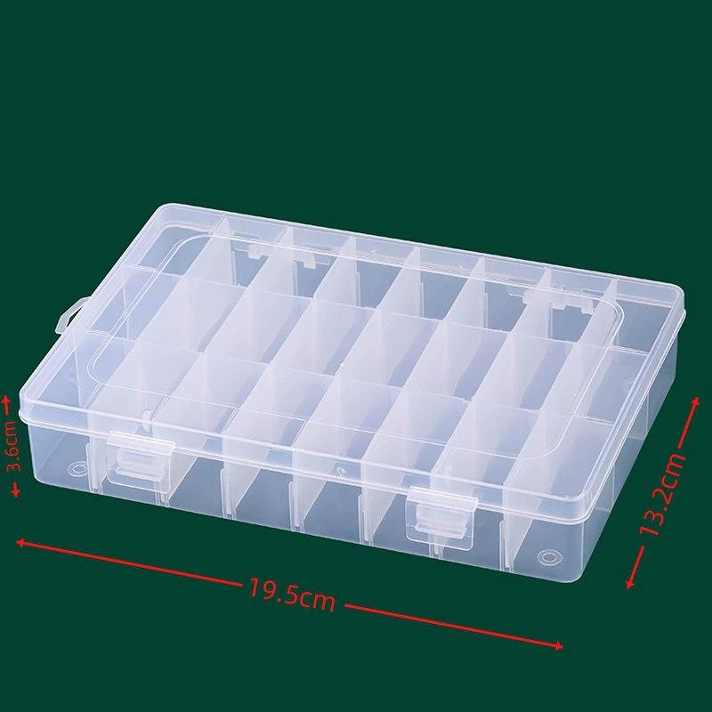 Organizador de Joias Portátil Caixa de Armazenamento - 12/24 Grelhas Ajustáveis Alta Capacidade Estojo de Plástico Transparente - Ferramenta de Armazenamento Transparente